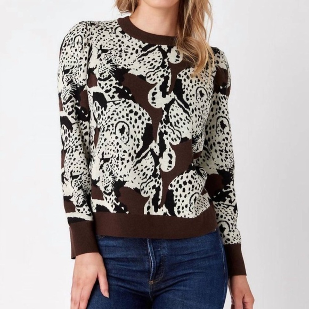 Crosby By Mollie Burch Bixby Sweater  $198 M Animal Print Cheetah Brown